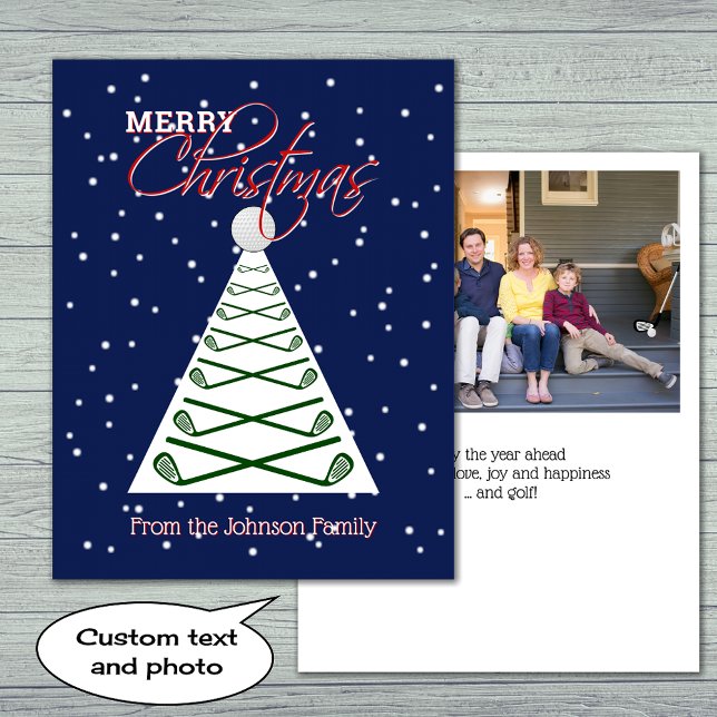 Golf Noël arbre et carte de vacances photo famille (Créateur téléchargé)