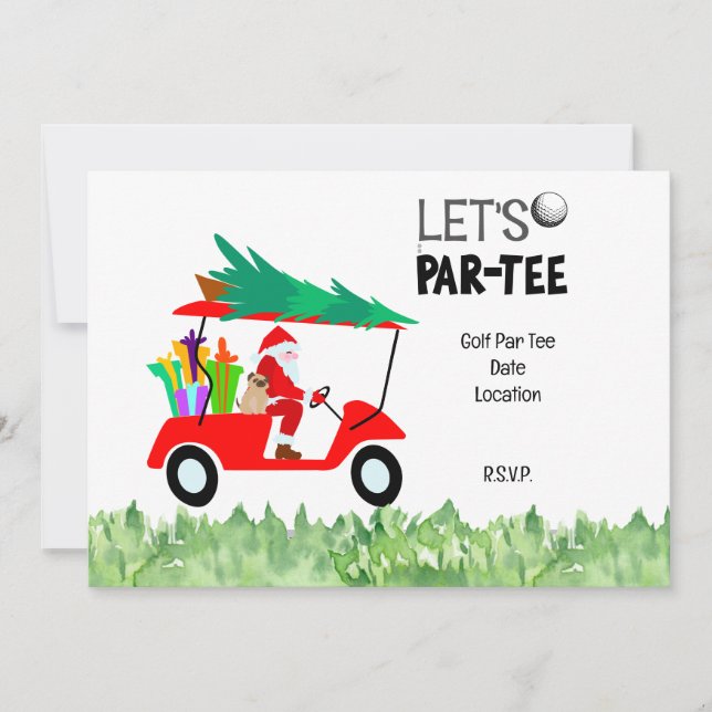 Golf Noël invitation avec le Père Noël (Devant)