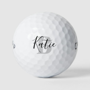 Golf noir gris monogramme nom initial balles de go