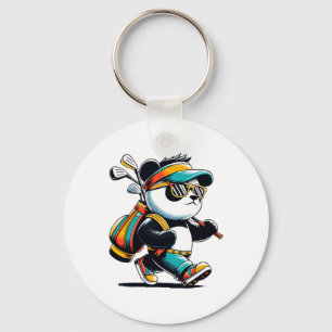 Golf Novelty Panda Golfing Men Women Kids Funny Go Keychain
