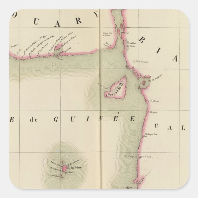 Golf of Guinea 36 Square Sticker (Front)