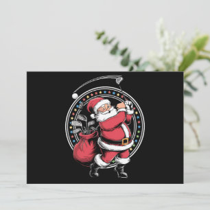 Golf Oh Christmas Santa Claus Vintage Golfer Golfi Holiday Card