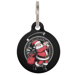 Golf Oh Christmas Santa Claus Vintage Golfer Golfi Pet Tag