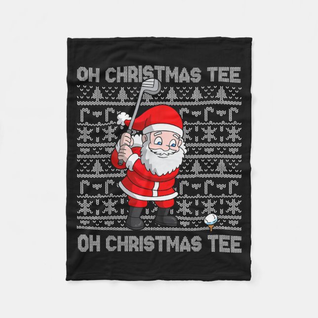 Golf Oh Christmas Tee Santa Claus Golfer Golfing S Fleece Blanket (Front)