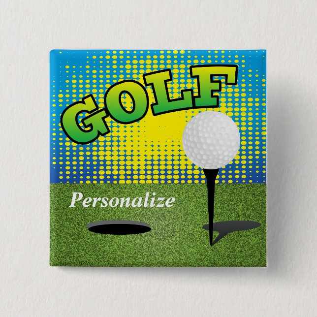 Golf on the Green 2 Inch Square Button (Front)