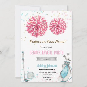 Golf or pom pom gender reveal invitation