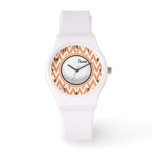 Golf; Orange and White Chevron Watch