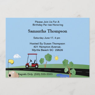 Golf Panier Invitations d'anniversaire