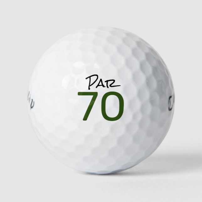 Golf Par 70 word for golfer 70th Birthday Golf Balls (Front)