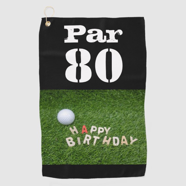 Golf Par 80th eighty years old golfer birthday Golf Towel (Front)