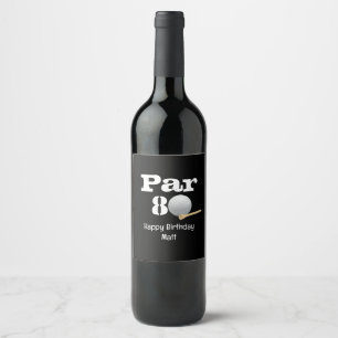 Golf Par 80th eighty years old golfer birthday Wine Label