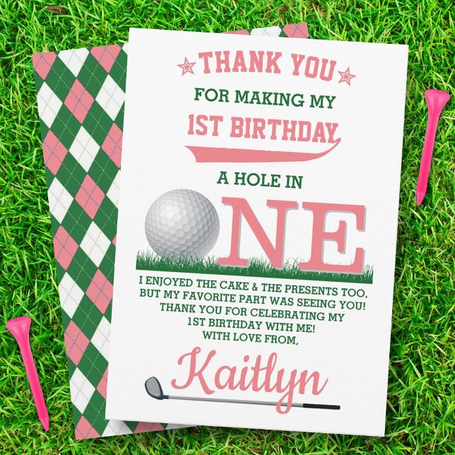 Golf PAR-TEE 1st Birthday Thank You Card (Creator Uploaded)