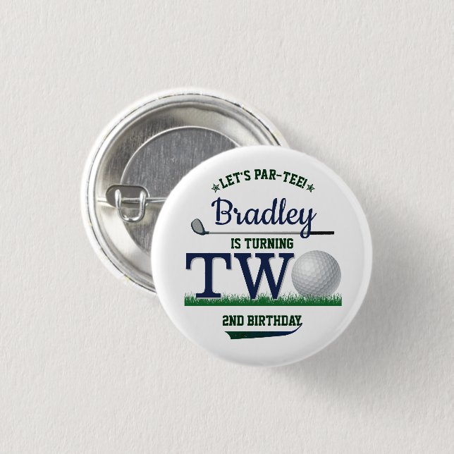 Golf PAR-TEE 2nd Birthday 1 Inch Round Button (Front & Back)