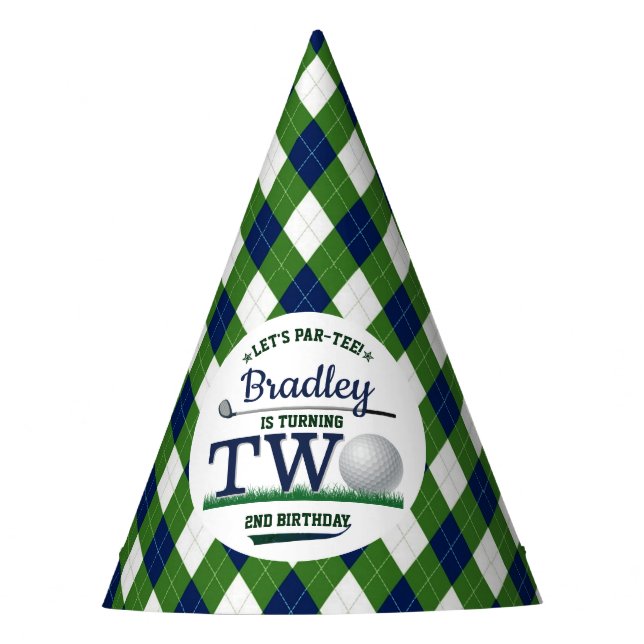 Golf PAR-TEE 2nd Birthday Party Hat (Front)