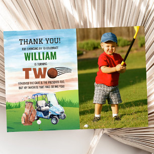 Golf PAR-TEE 2nd Birthday Photo Thank You Card