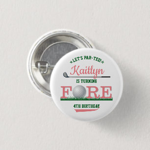 Golf PAR-TEE 4th Birthday 1 Inch Round Button