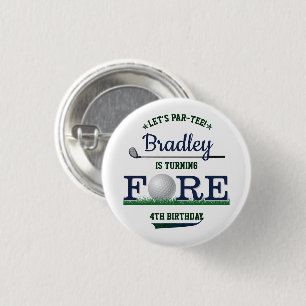Golf PAR-TEE 4th Birthday 1 Inch Round Button