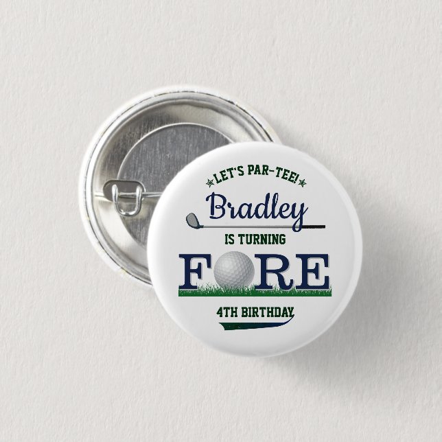 Golf PAR-TEE 4th Birthday 1 Inch Round Button (Front & Back)