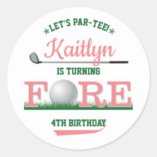 Golf PAR-TEE 4th Birthday Classic Round Sticker