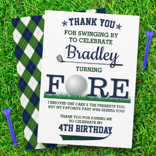 Golf PAR-TEE 4th Birthday Thank You Card