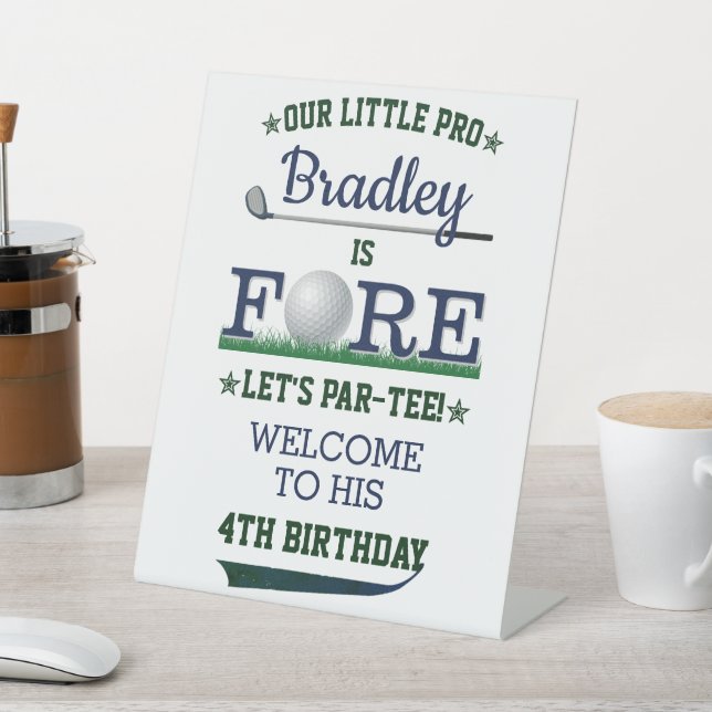 Golf PAR-TEE 4th Birthday Welcome Pedestal Sign (In SItu)