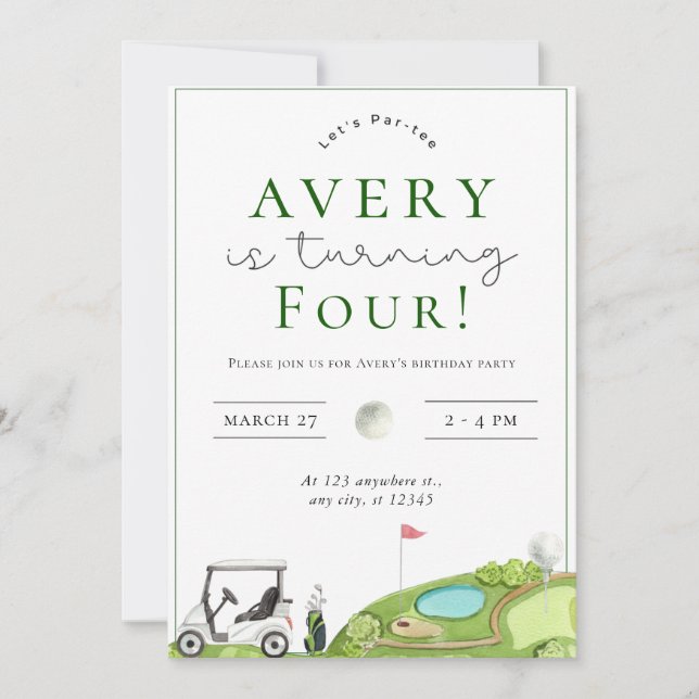 Golf Par tee Anniversaire Fête Invitation (Devant)