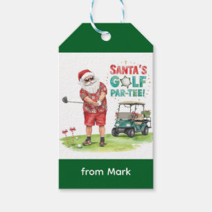 Golf Par-Tee Christmas Party with Santa Claus Gift Tags