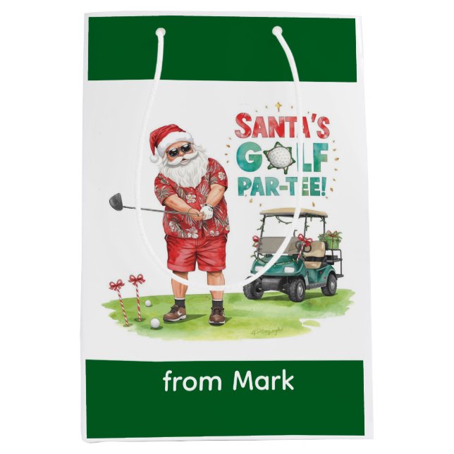 Golf Par-Tee Christmas Party with Santa Claus  Medium Gift Bag (Front)
