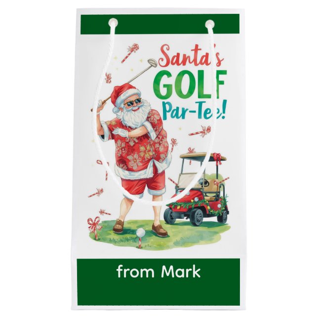 Golf Par-Tee Christmas Party with Santa Claus  Small Gift Bag (Front)