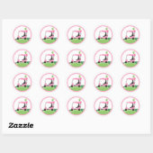 Golf Par-Tee Cupcake Girl Birthday Hole in One Cla Classic Round Sticker (Sheet)