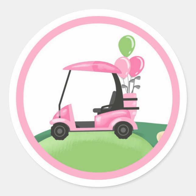 Golf Par-Tee Cupcake Girl Birthday Hole in One Cla Classic Round Sticker (Front)