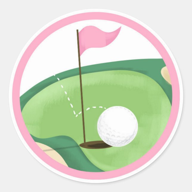 Golf Par-Tee Cupcake Girl Birthday Hole in One Classic Round Sticker (Front)