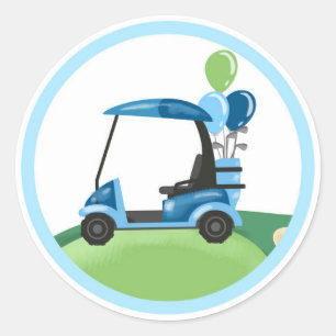 Golf Par-Tee Cupcake Topper Boy Birthday Favour Cl Classic Round Sticker
