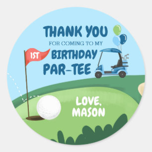 Golf Par-Tee Cupcake Topper Boy Birthday Favour Cl Classic Round Sticker