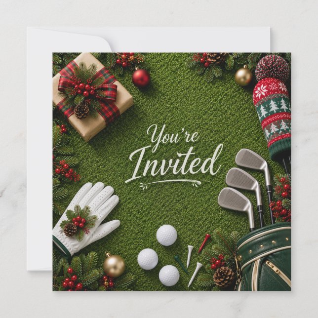 Golf Par tee Golfer Christmas Party  Invitation (Front)