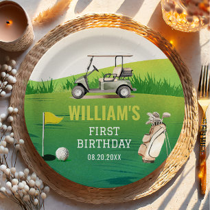 Golf Par-Tee Hole in One Boy Birthday Paper Plate