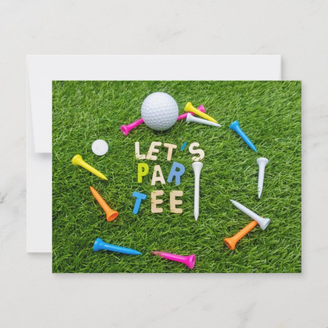 Golf Par tee party invitation with golf ball (Front)