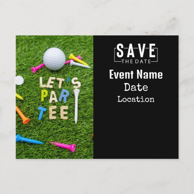 Golf Par tee party invitation with golf ball Postcard (Front)