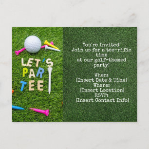 Golf Par tee party invitation with golf ball Postcard