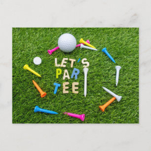 Golf Par tee party invitation with golf ball Postcard