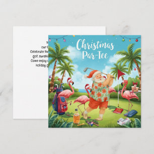 Golf Par tee party Santa Claus Christmas Flamingo  Save The Date
