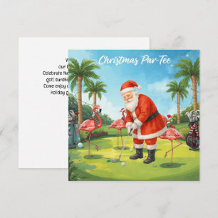 Golf Par tee party Santa Claus Christmas Flamingo  Save The Date