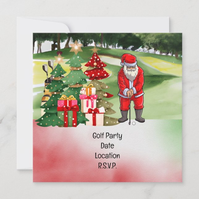 Golf Par tee party Santa Claus Christmas Squad  Save The Date (Front)