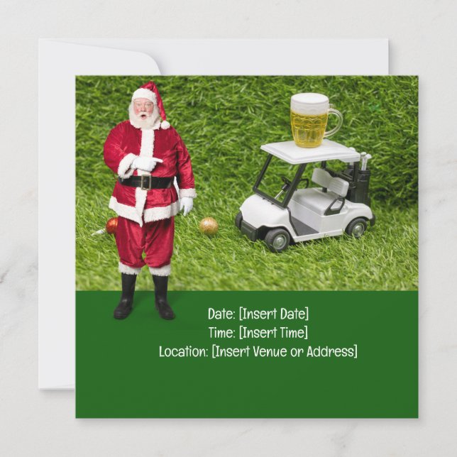 Golf Par tee party Santa Claus Christmas Squad  Save The Date (Front)