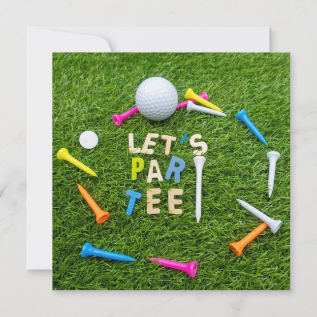 Golf Par tee party  with golf ball colourful tees  (Front)