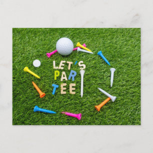 Golf Par tee party  with golf ball colourful tees  Postcard