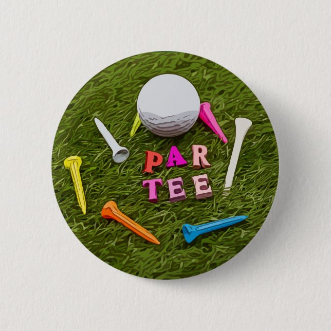 Golf Par Tee with tee on green golfer party 2 Inch Round Button (Front)