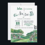 Golf Party 60th Birthday Turning Sixty   Invitation<br><div class="desc">Personalize this awesome golf party invitation with your own wording and party details easily and quickly, simply press the customize it button to further re-arrange and format the style and placement of the text. All text is editable. Great for any age! Matching items available in store! (c) The Happy Cat...</div>