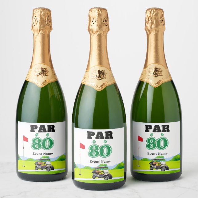 Golf Party  80th Birthday  Sparkling Wine Label (Bottles)