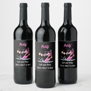 Golf Party for woman golfer  Wine Label